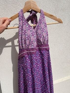 Athleta Halter Blue A-Line Summer Dress Size 8  Built-In Bra EUC!